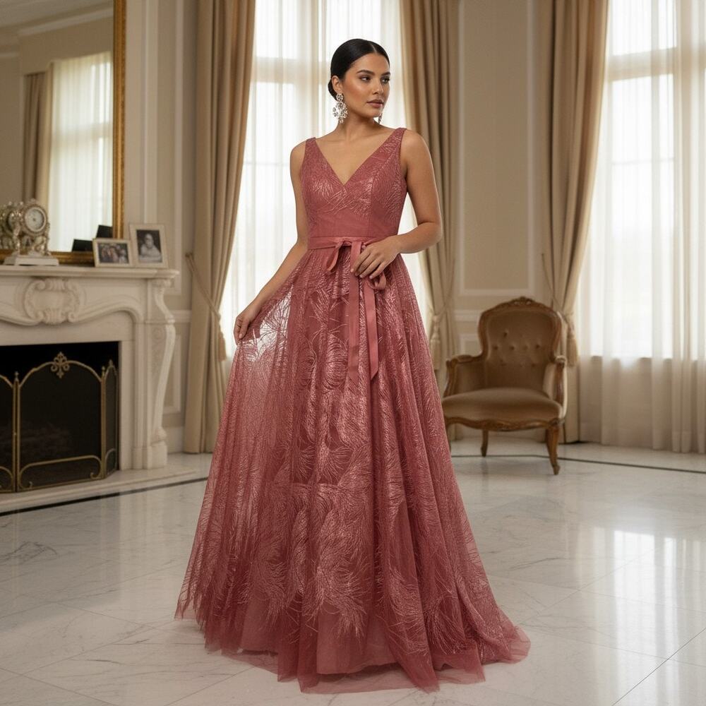 Rene Ruiz Collection Rose Sequin Gown – Size 14, NWT